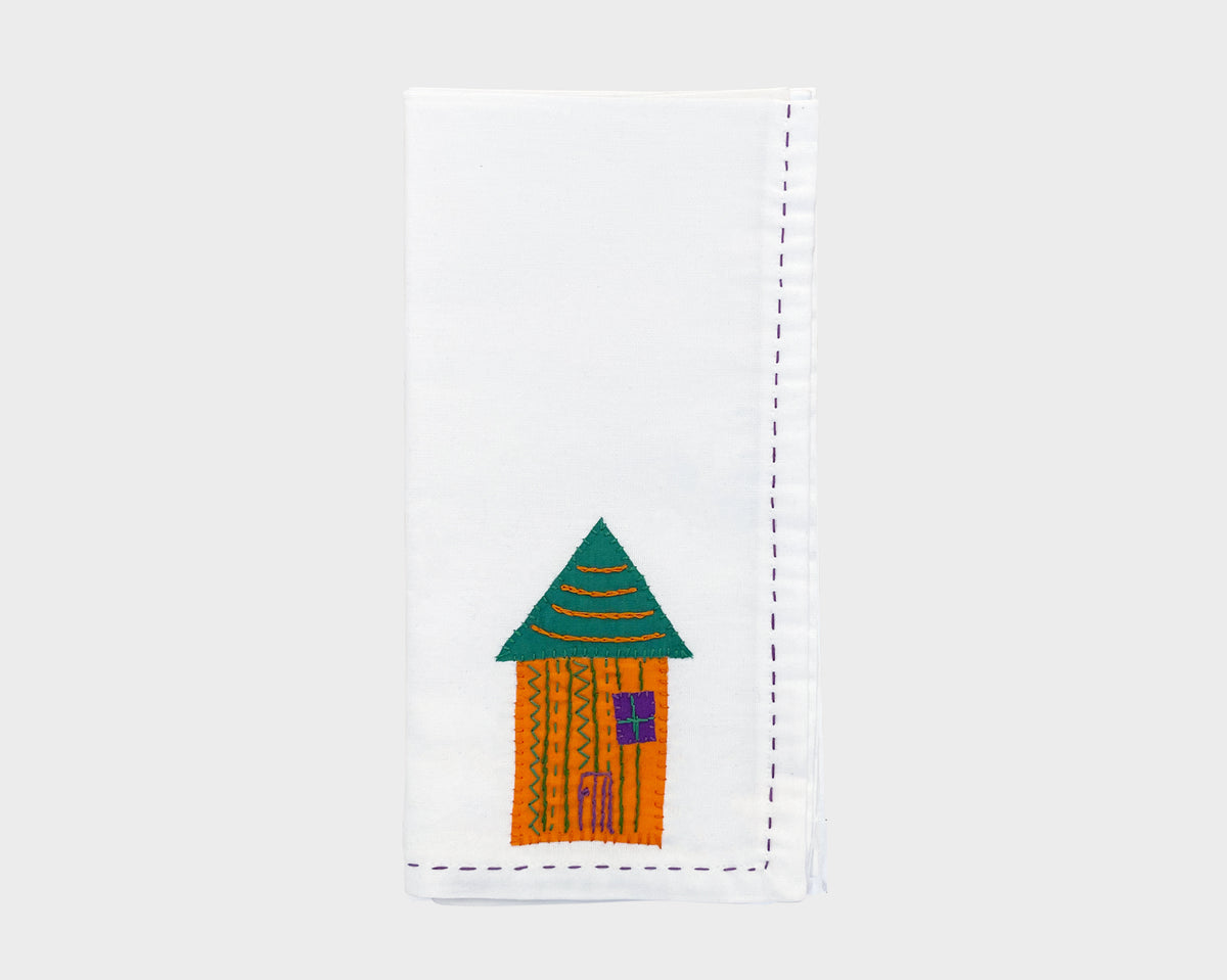 Embroidered 'Hut' Napkin 107