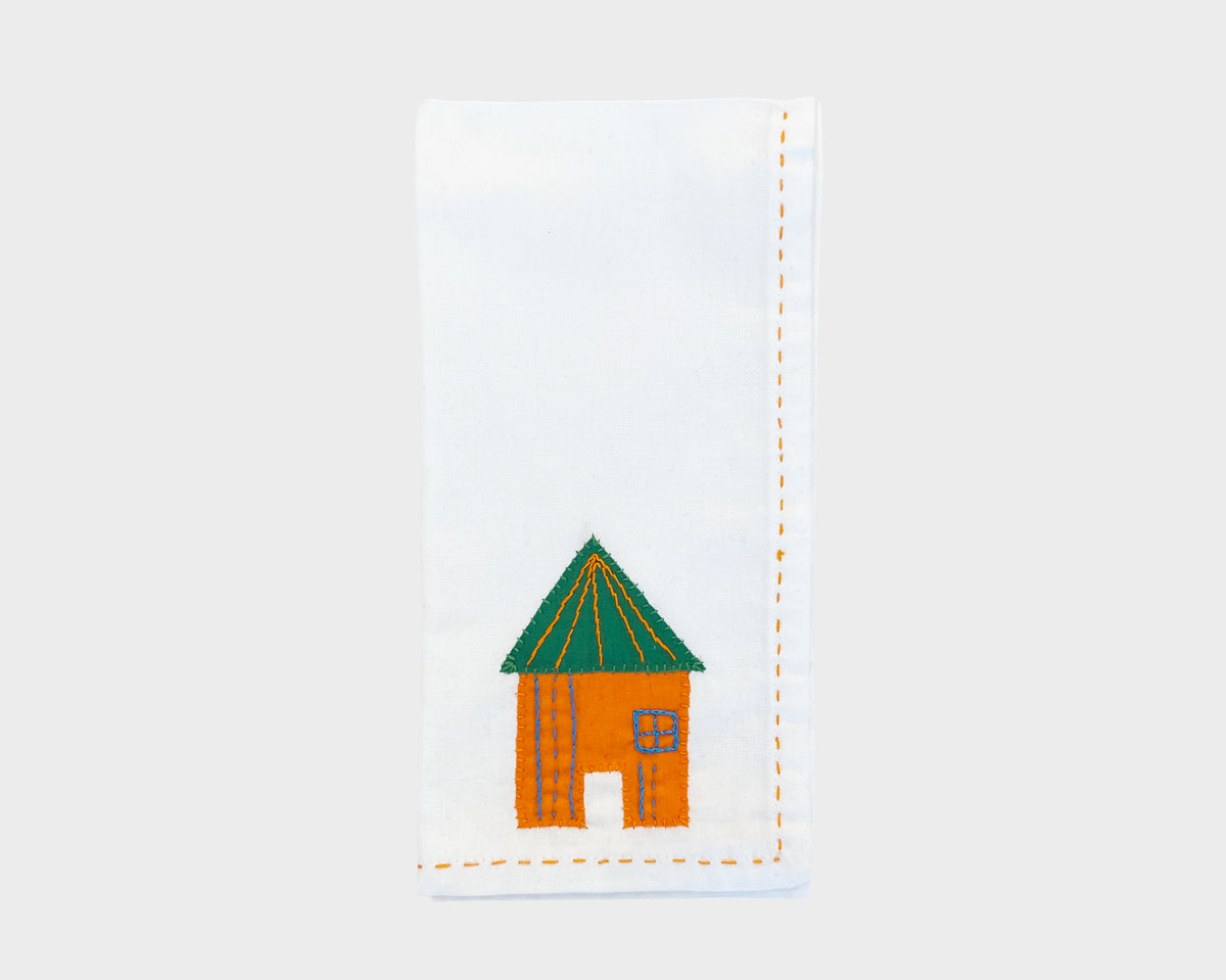 Embroidered 'Hut' Napkin 114