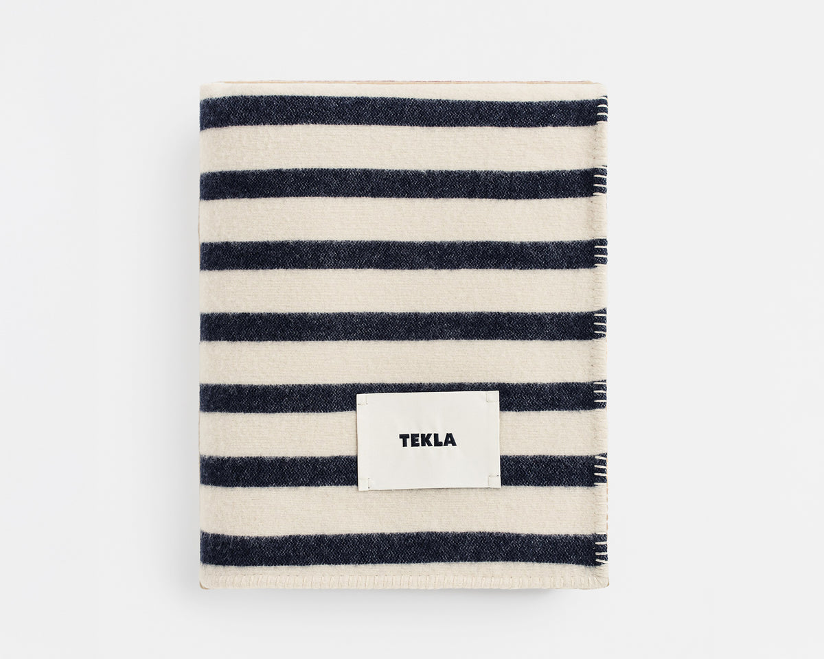 Tekla Lambswool Wool Blanket - Magpie Stripes
