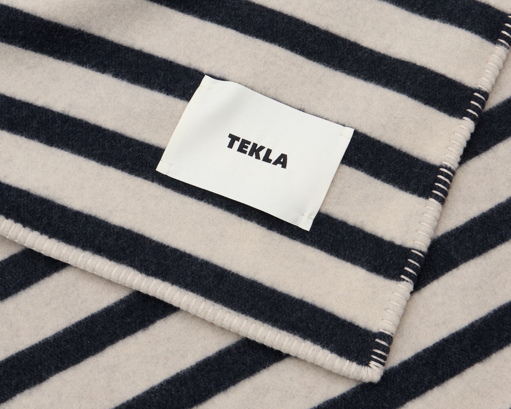 Tekla Lambswool Wool Blanket - Magpie Stripes