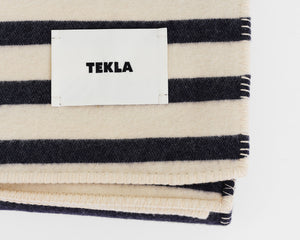 Tekla Lambswool Wool Blanket - Magpie Stripes