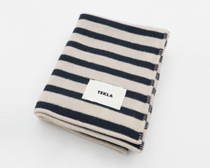 Tekla Lambswool Wool Blanket - Magpie Stripes