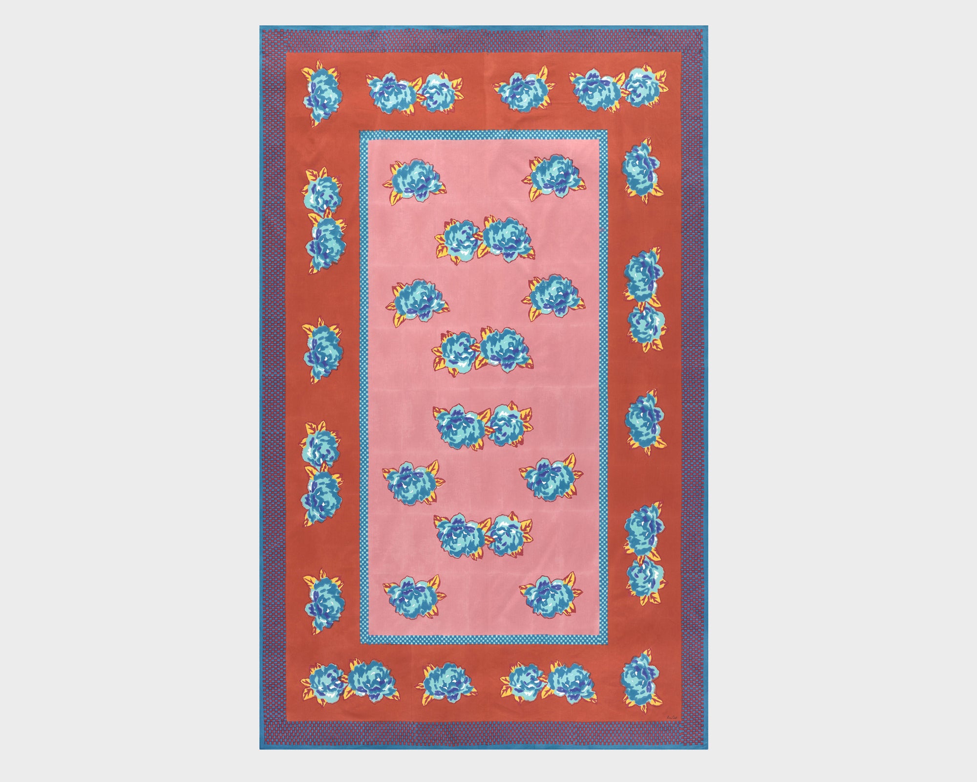 Lisa Corti Tablecloth - Double Peonia Rust-Old Pink