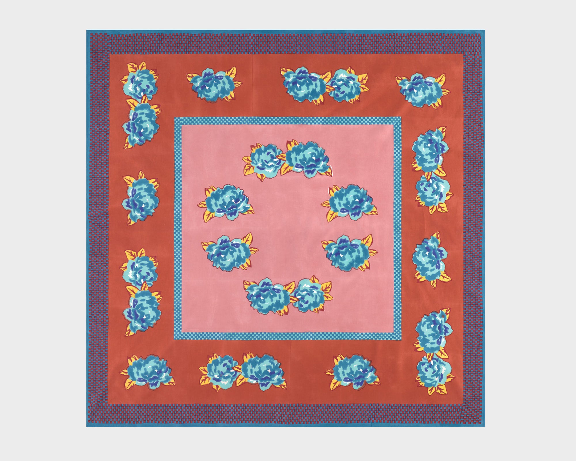 Lisa Corti Tablecloth - Double Peonia Rust-Old Pink