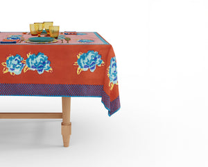 Lisa Corti Tablecloth - Double Peonia Rust-Old Pink