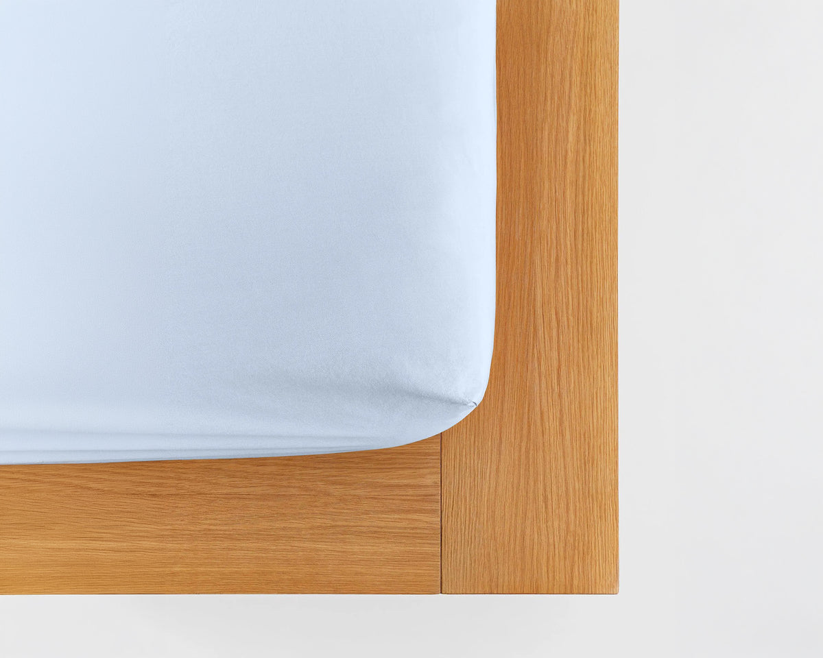 Tekla Cotton Percale Fitted Sheet - Morning Blue