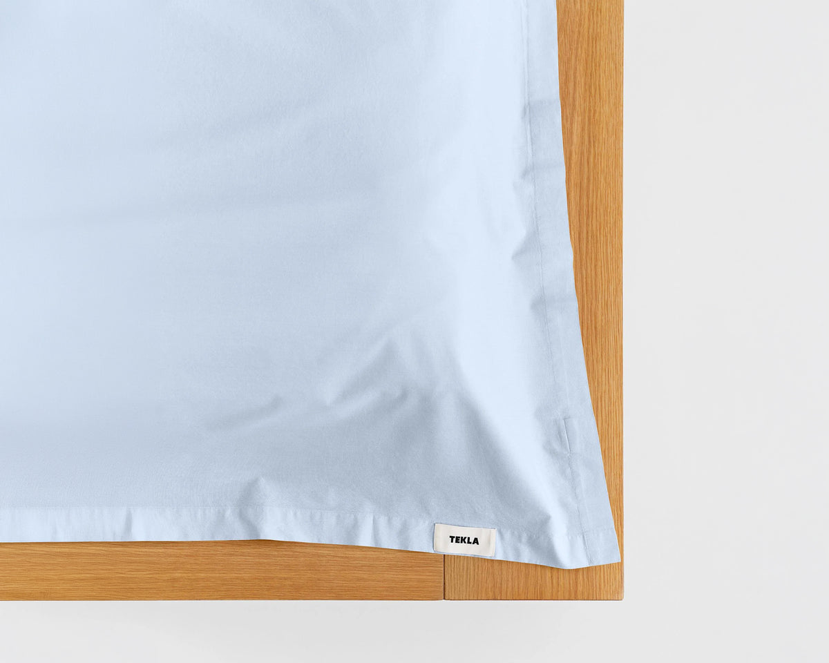 Tekla Cotton Percale Flat Sheet - Morning Blue