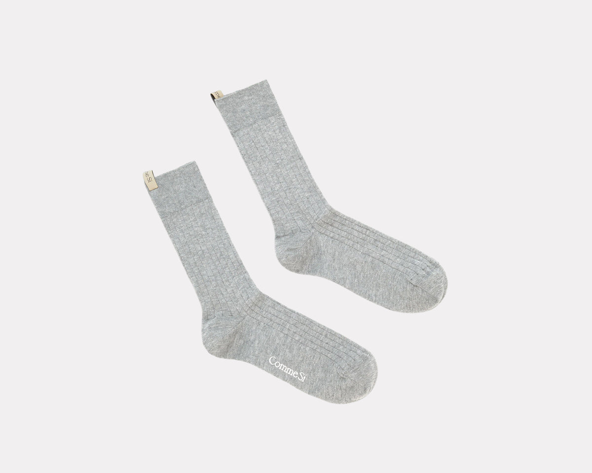 Comme Si Yves Cotton Socks - Light Heather Grey