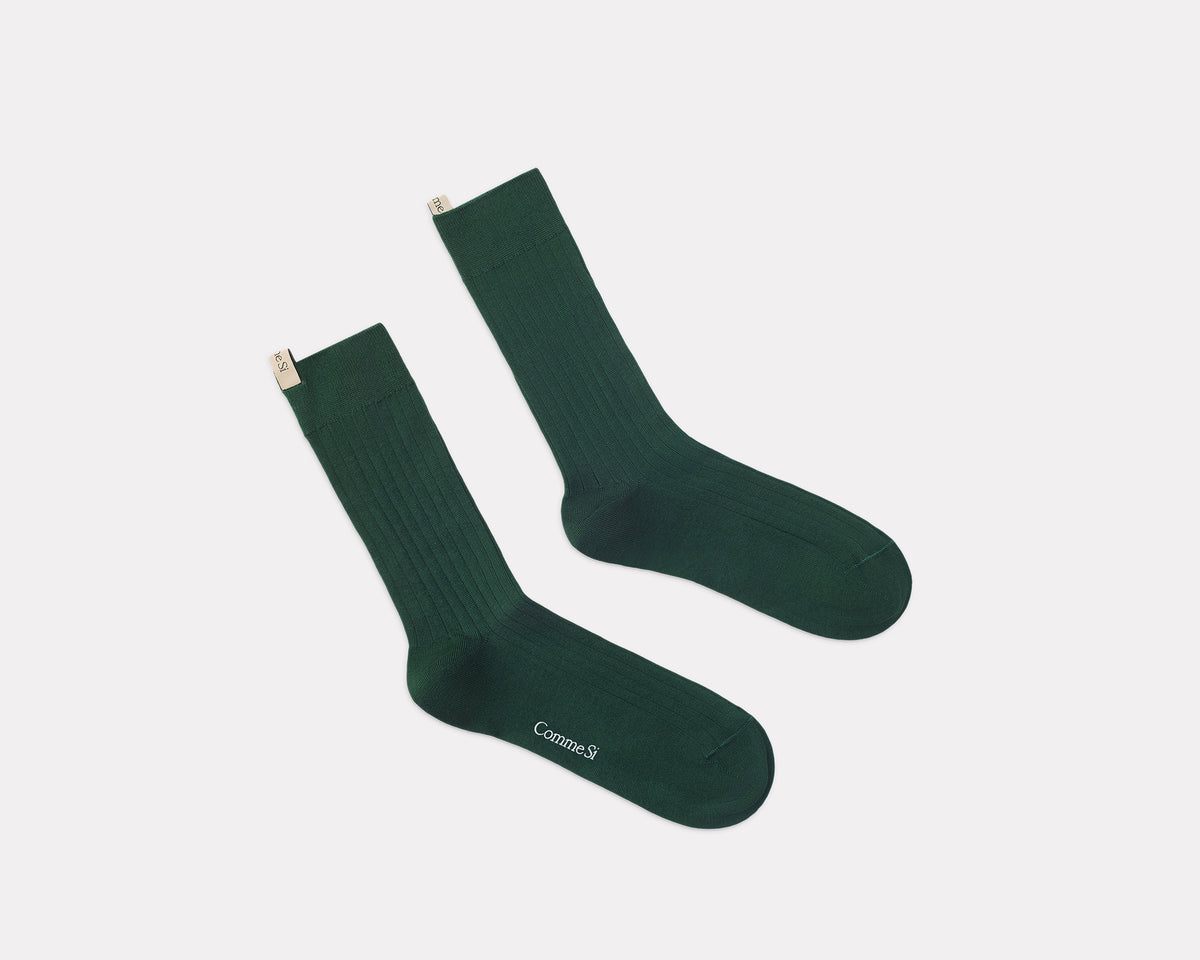 Comme Si Yves Cotton Socks - Pine