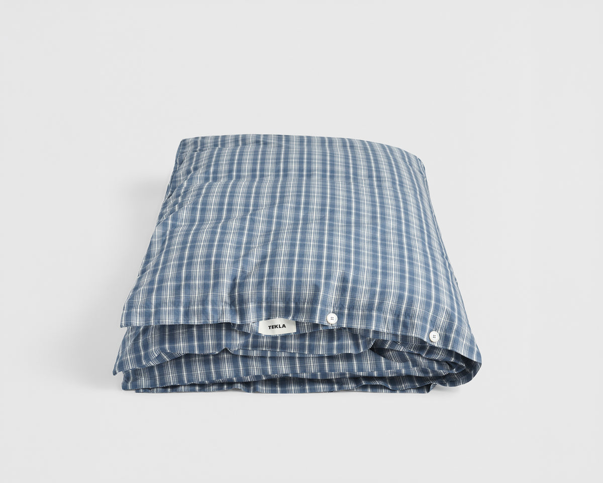 Tekla Cotton Percale Duvet Cover - Douglas Checks