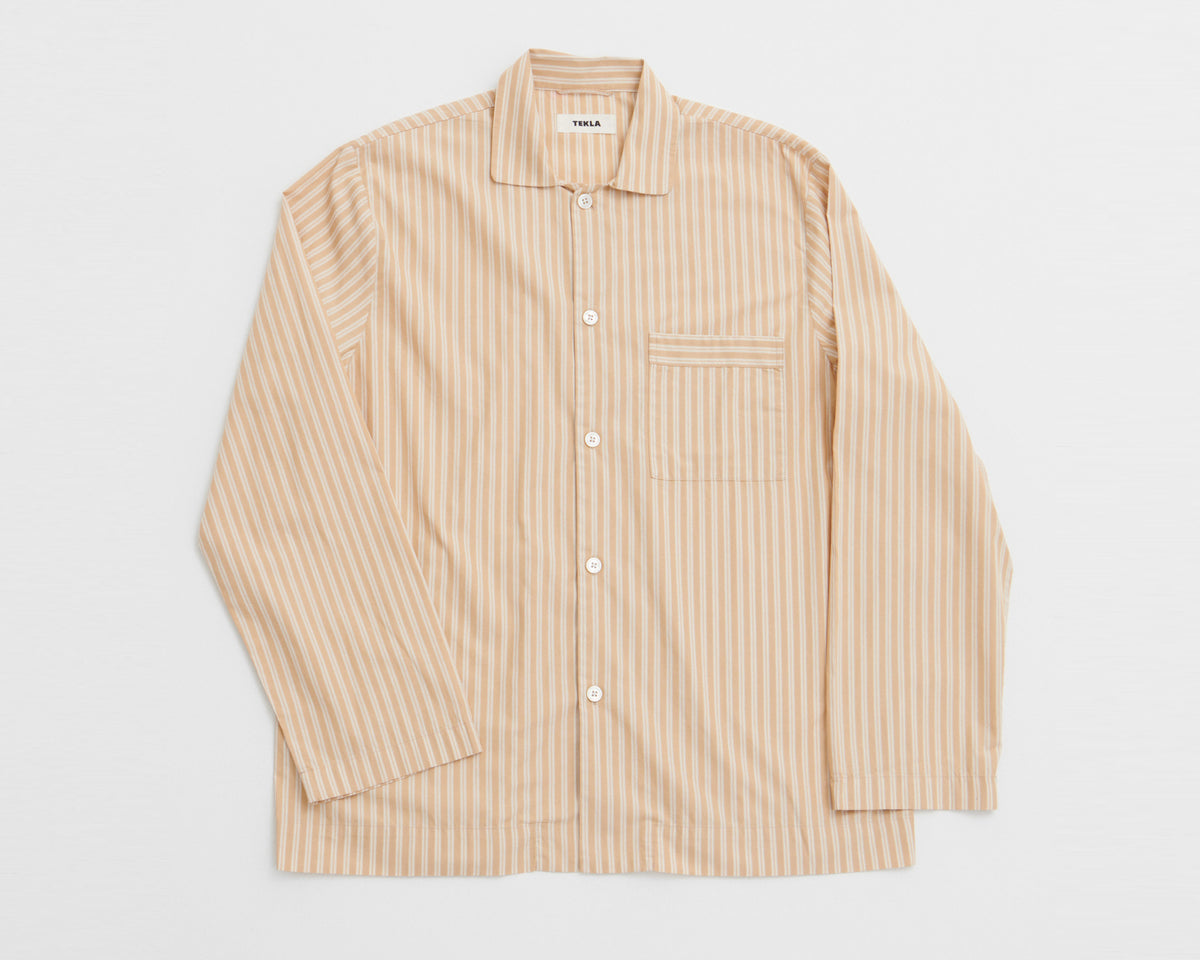 Tekla Poplin Long Sleeve Shirt - Corinth Stripes