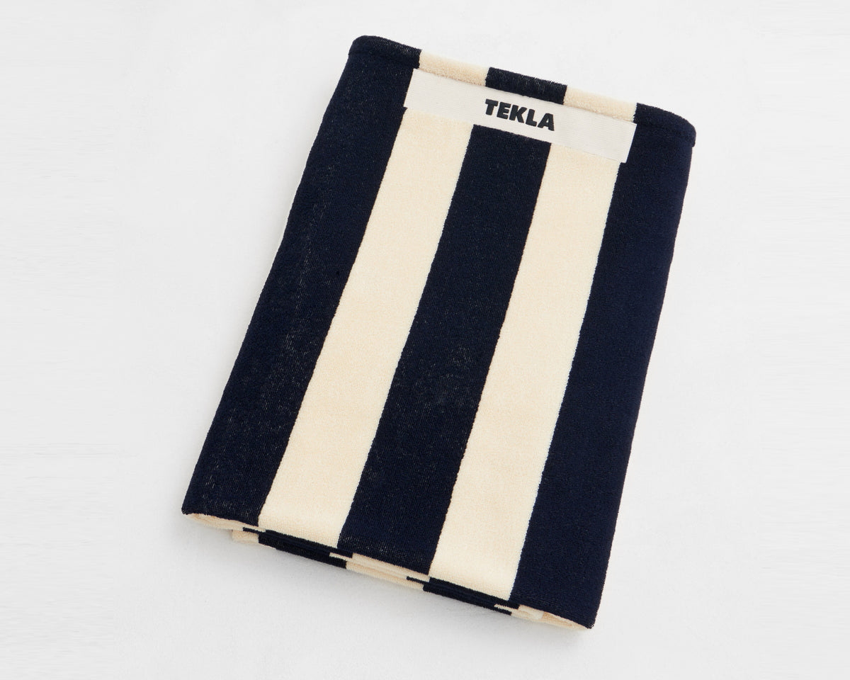 Tekla Organic Cotton Beach Towel - Navy Stripes