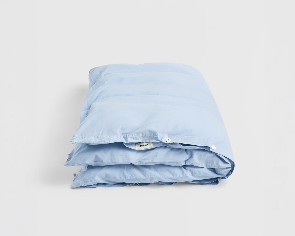Tekla Cotton Percale Duvet Cover - Morning Blue