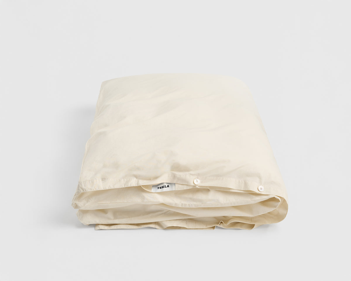 Tekla Cotton Percale Duvet Cover - Winter White