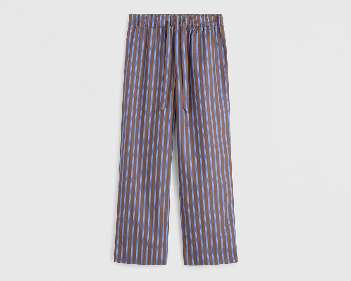 Tekla Poplin Pant - Chestnut Stripes