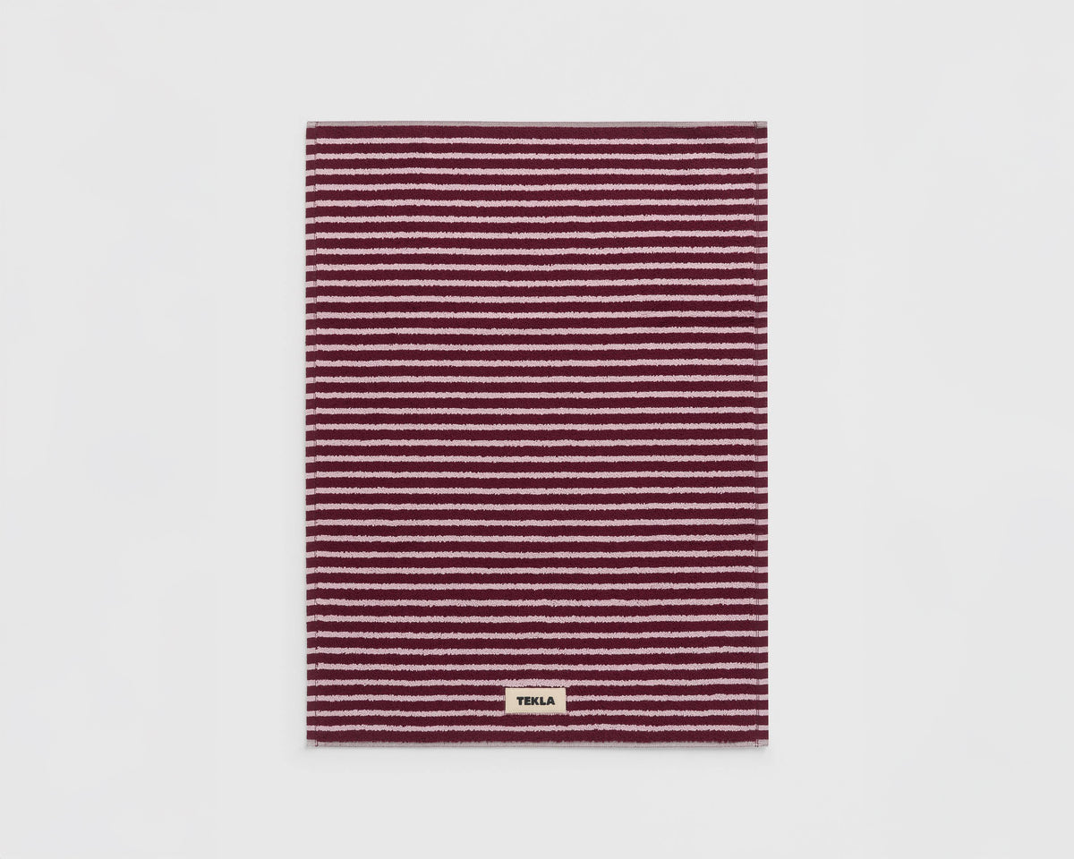 Tekla Organic Cotton Bath Mat - Red & Rose