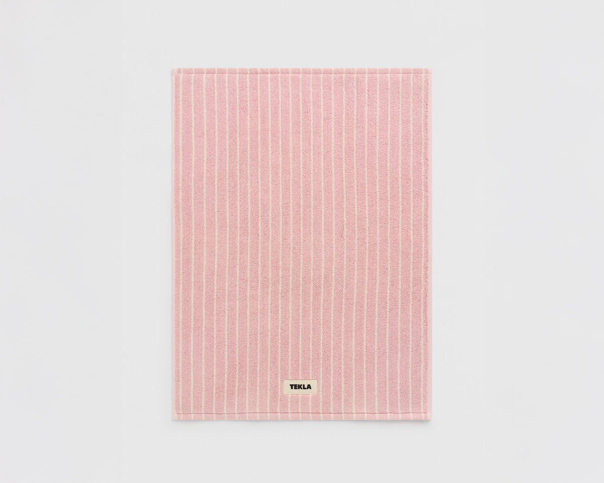 Tekla Organic Cotton Bath Mat - Shaded Pink Stripes