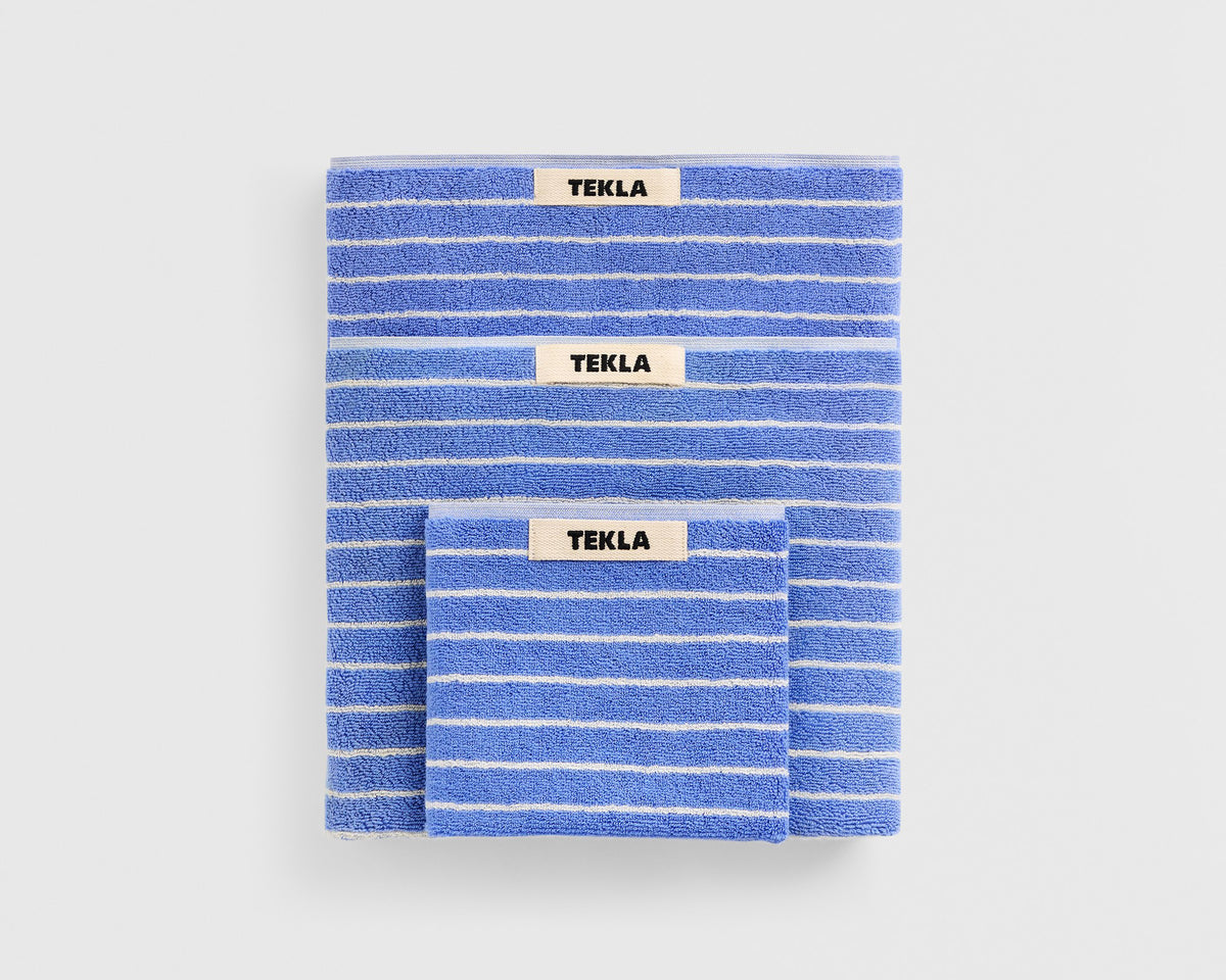 Tekla Organic Cotton Towel - Clear Blue Stripes