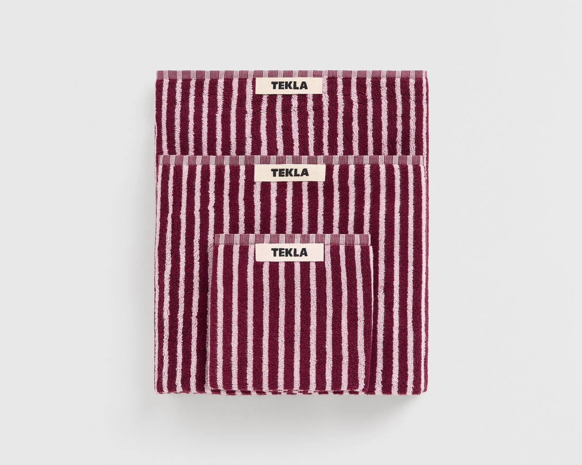 Tekla Organic Cotton Towel - Red & Rose Stripes