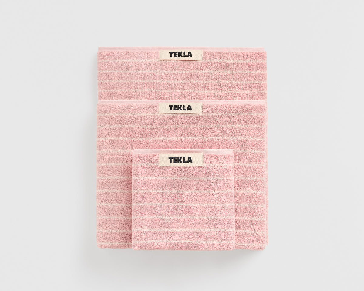 Tekla Organic Cotton Towel - Shaded Pink Stripes