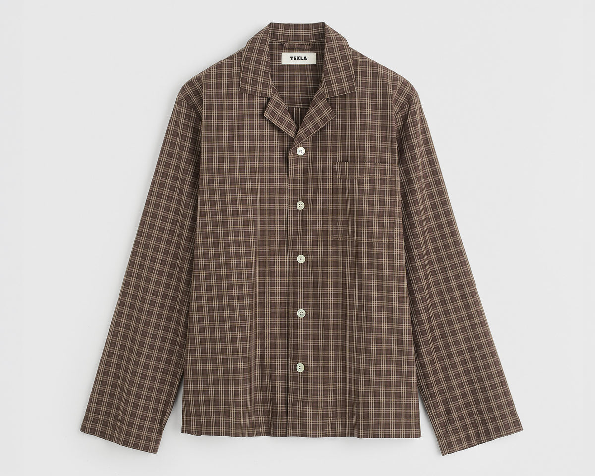 Tekla Fine Twill Men's Long Sleeved Shirt - Serra Checks