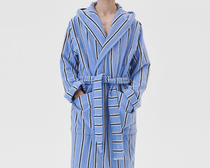 Tekla Organic Cotton Hooded Bathrobe - Bassett Stripes