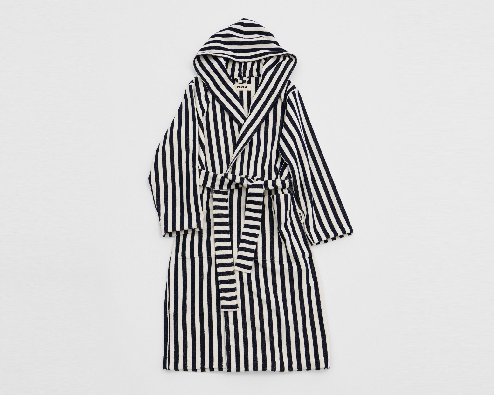 Tekla Organic Cotton Hooded Bathrobe - Humbug Stripes