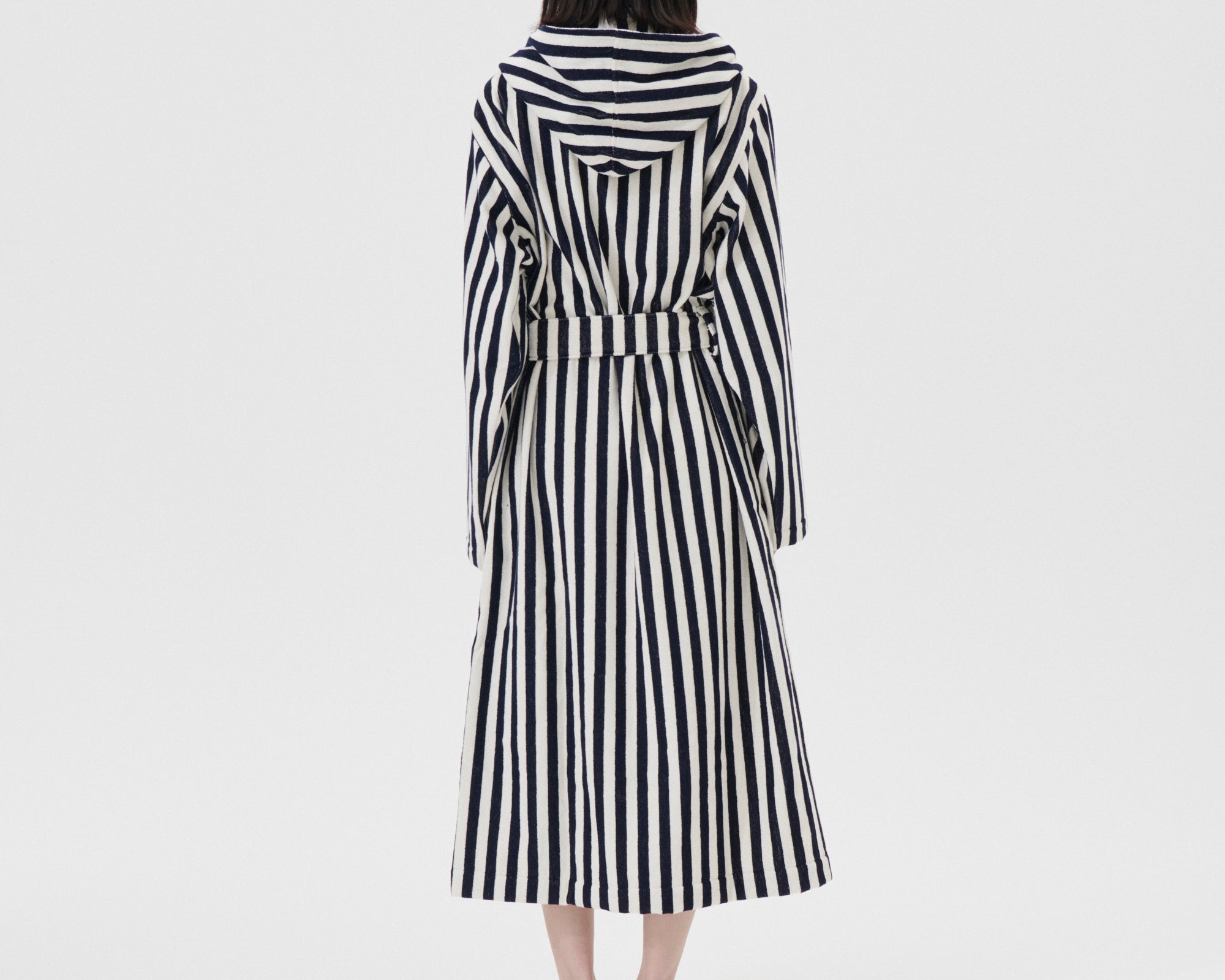 Tekla Organic Cotton Hooded Bathrobe - Humbug Stripes