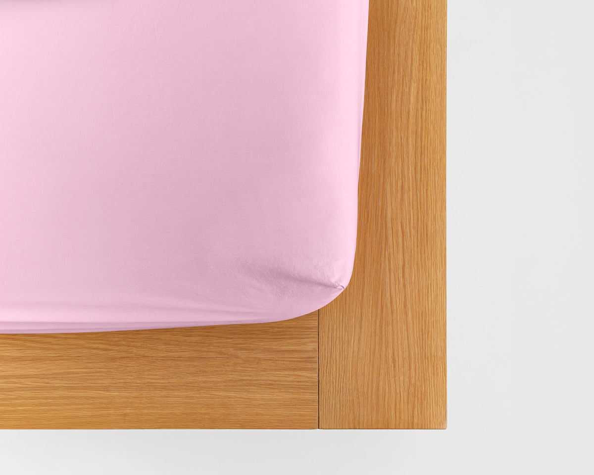 Tekla Cotton Percale Fitted Sheet - Mallow Pink