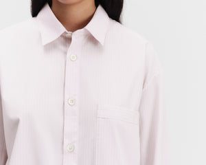 Tekla Poplin Relaxed Long Sleeve Shirt - Rosa Stripes