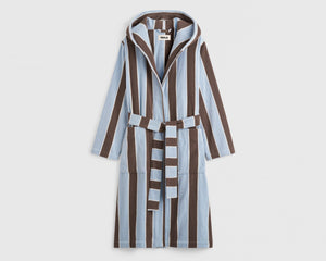 Tekla Organic Cotton Hooded Bathrobe - Cocoa Stripes