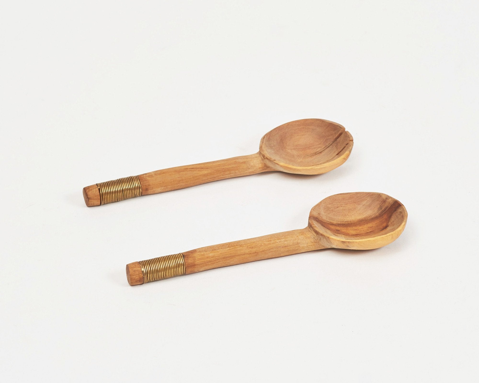 Wood and Copper Salad Servers