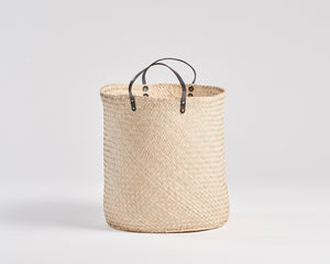 Laundry Basket Tall - Leather Handle