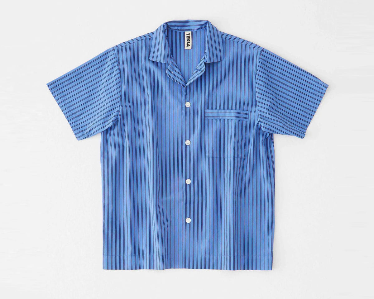 Tekla Poplin Short Sleeve Shirt - Boro Stripes