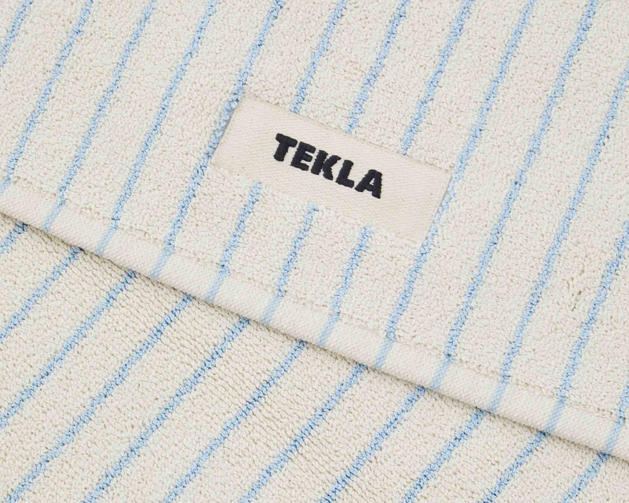 Tekla Organic Cotton Bath Mat - Baby Blue Stripes