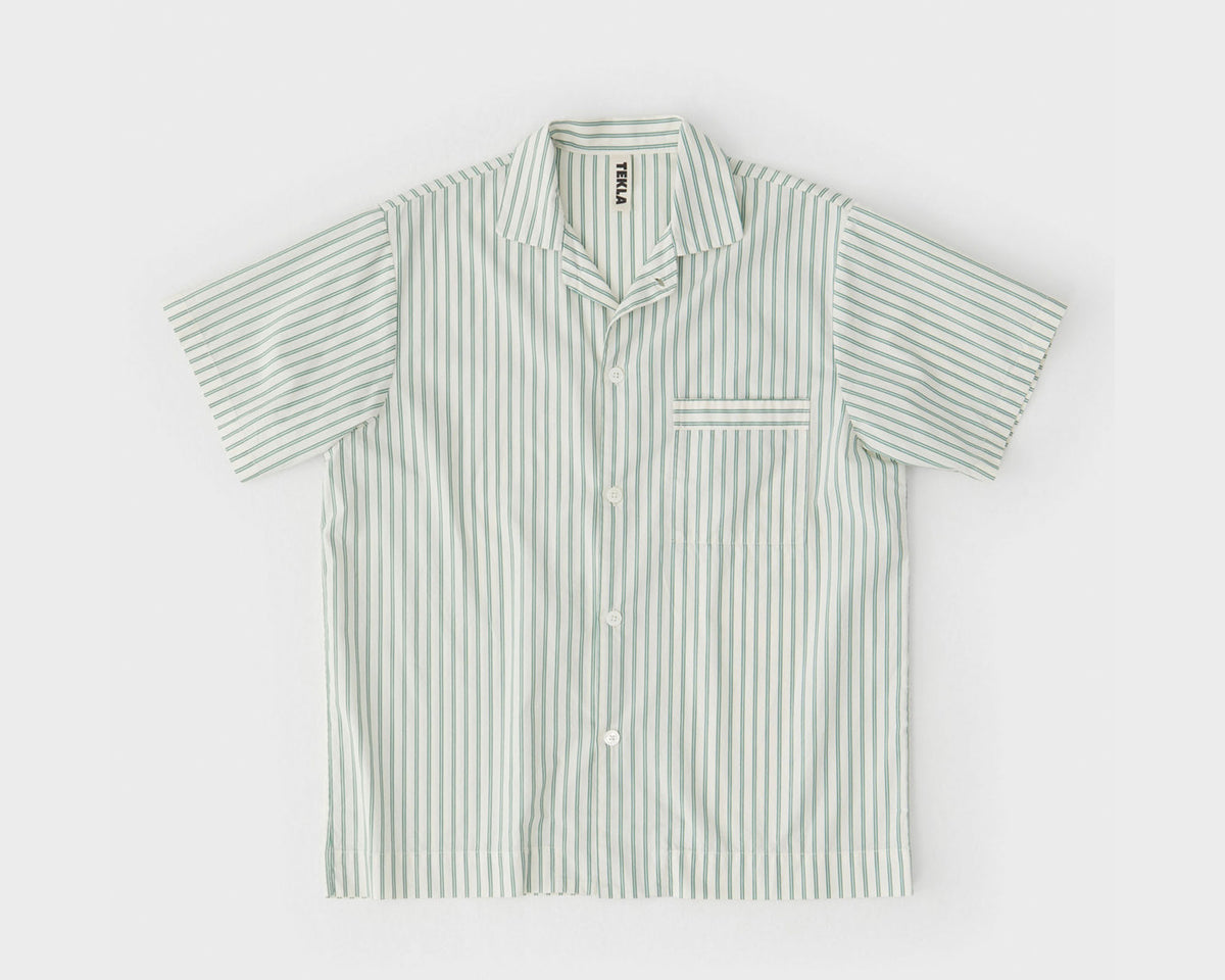 Tekla Poplin Short Sleeve Shirt - Clover Stripes