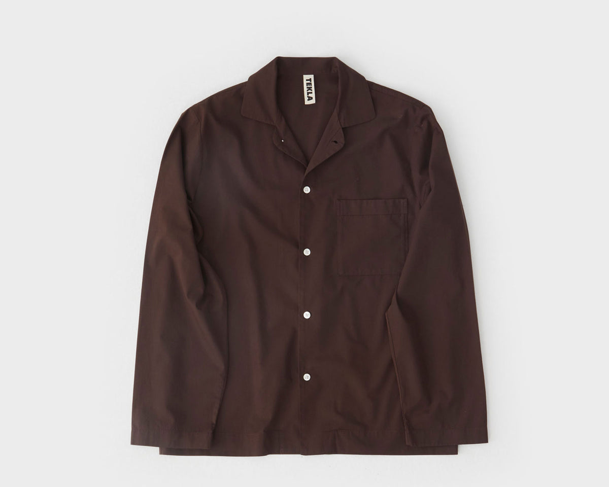 Tekla Poplin Long Sleeve Shirt - Coffee