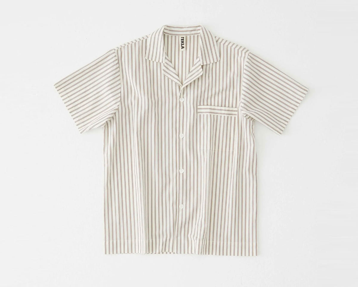 Tekla Poplin Short Sleeve Shirt - Hopper Stripes