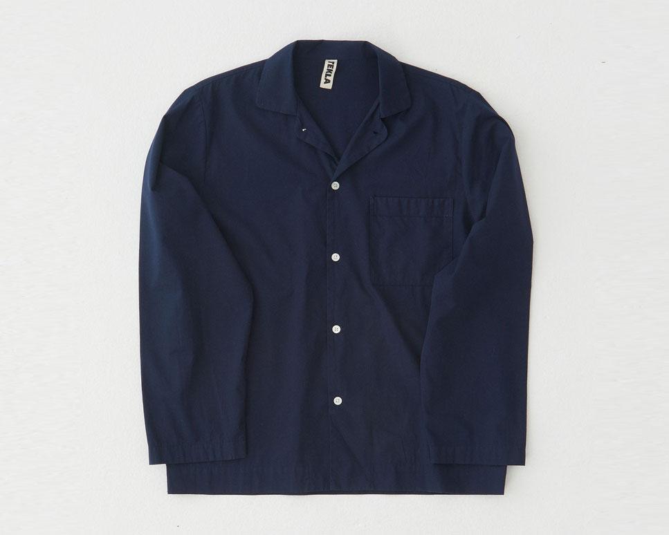 Tekla Poplin Long Sleeve Shirt - True Navy