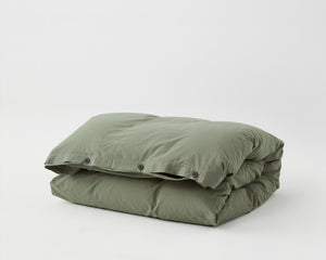 Tekla Cotton Percale Bedding - Olive Green