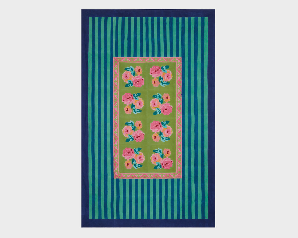 Lisa Corti Tablecloth - Nizam Stripes Acid Green
