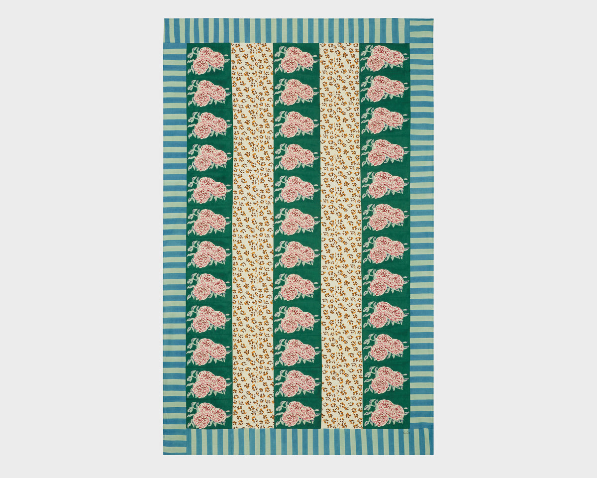 Lisa Corti Tablecloth - Leopard Stripes Green