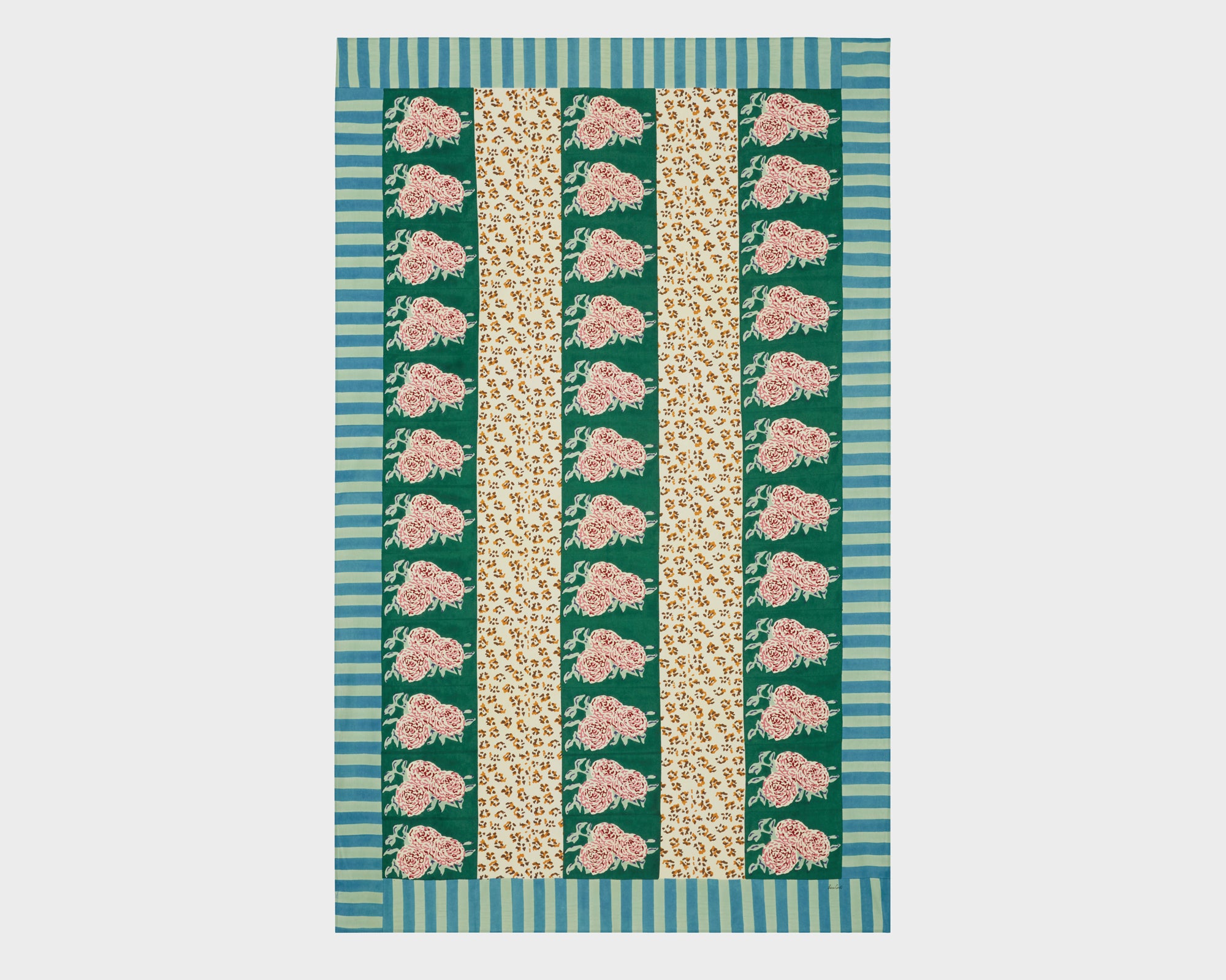 Lisa Corti Tablecloth - Leopard Stripes Green