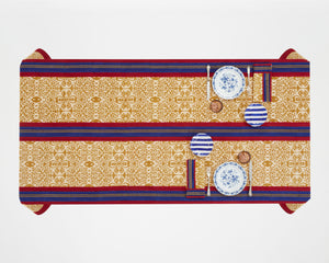 Lisa Corti Tablecloth - Damask Stripes Chutney