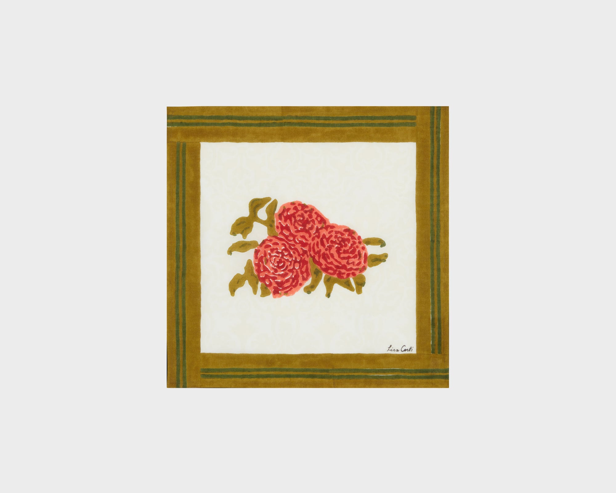 Lisa Corti Napkin - Leopard Bouquet Red