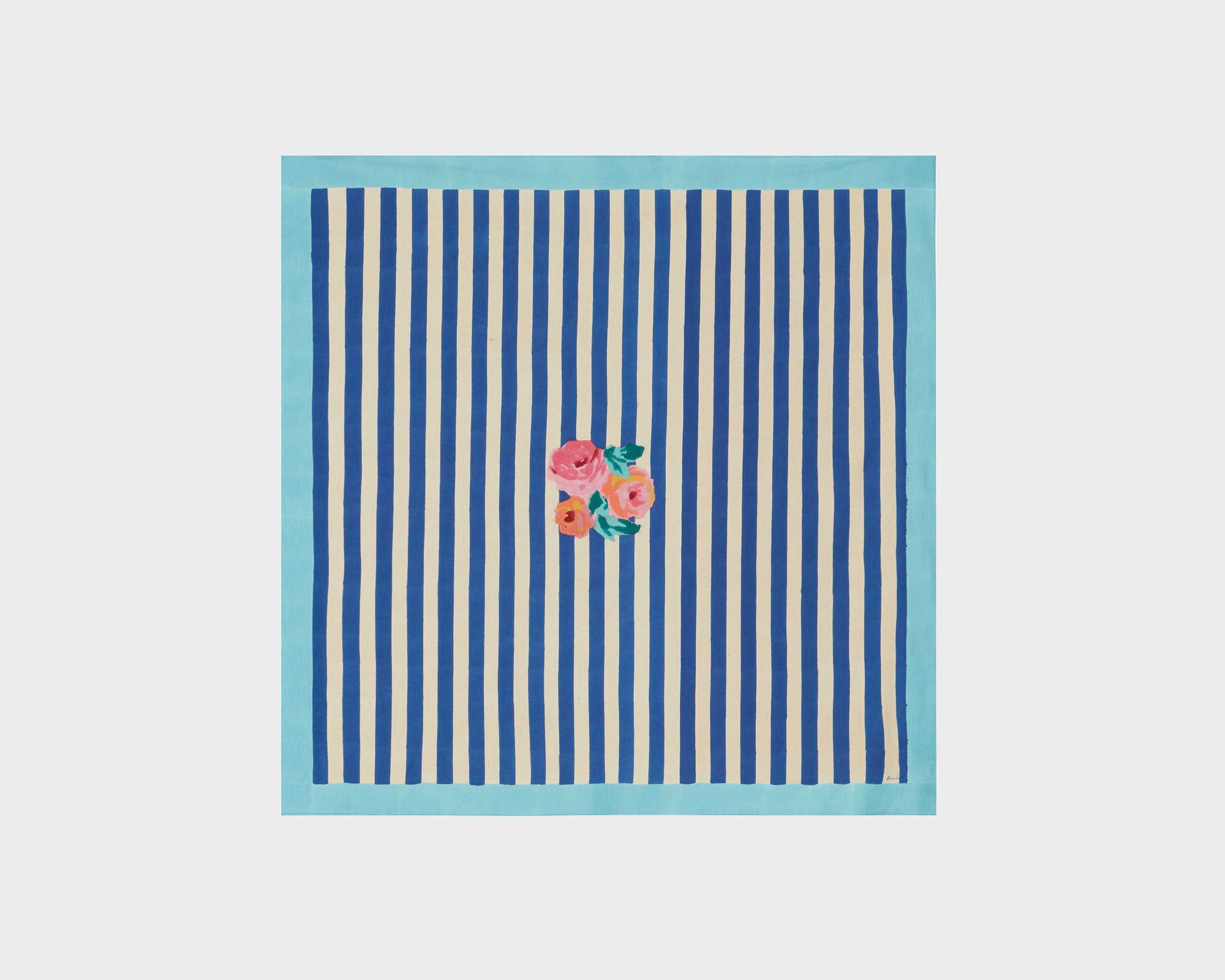 Lisa Corti Tablecloth - Nizam Stripes Blue Natural
