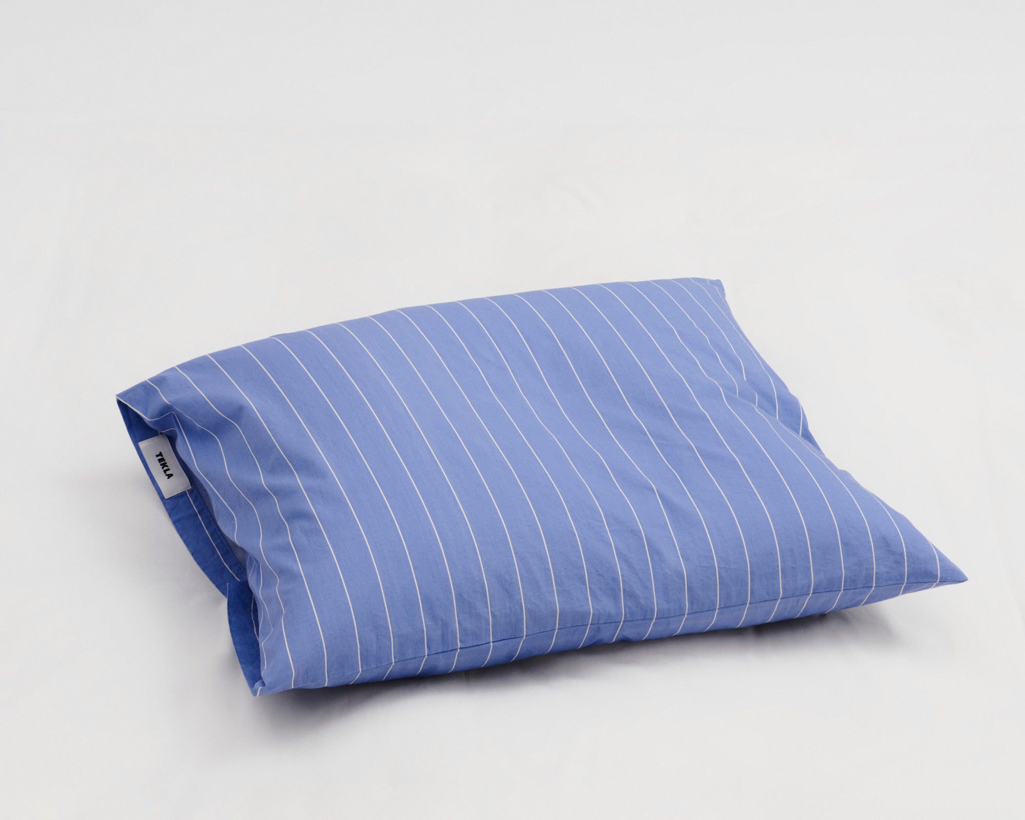 Tekla Cotton Percale Bedding - Clear Blue Stripes