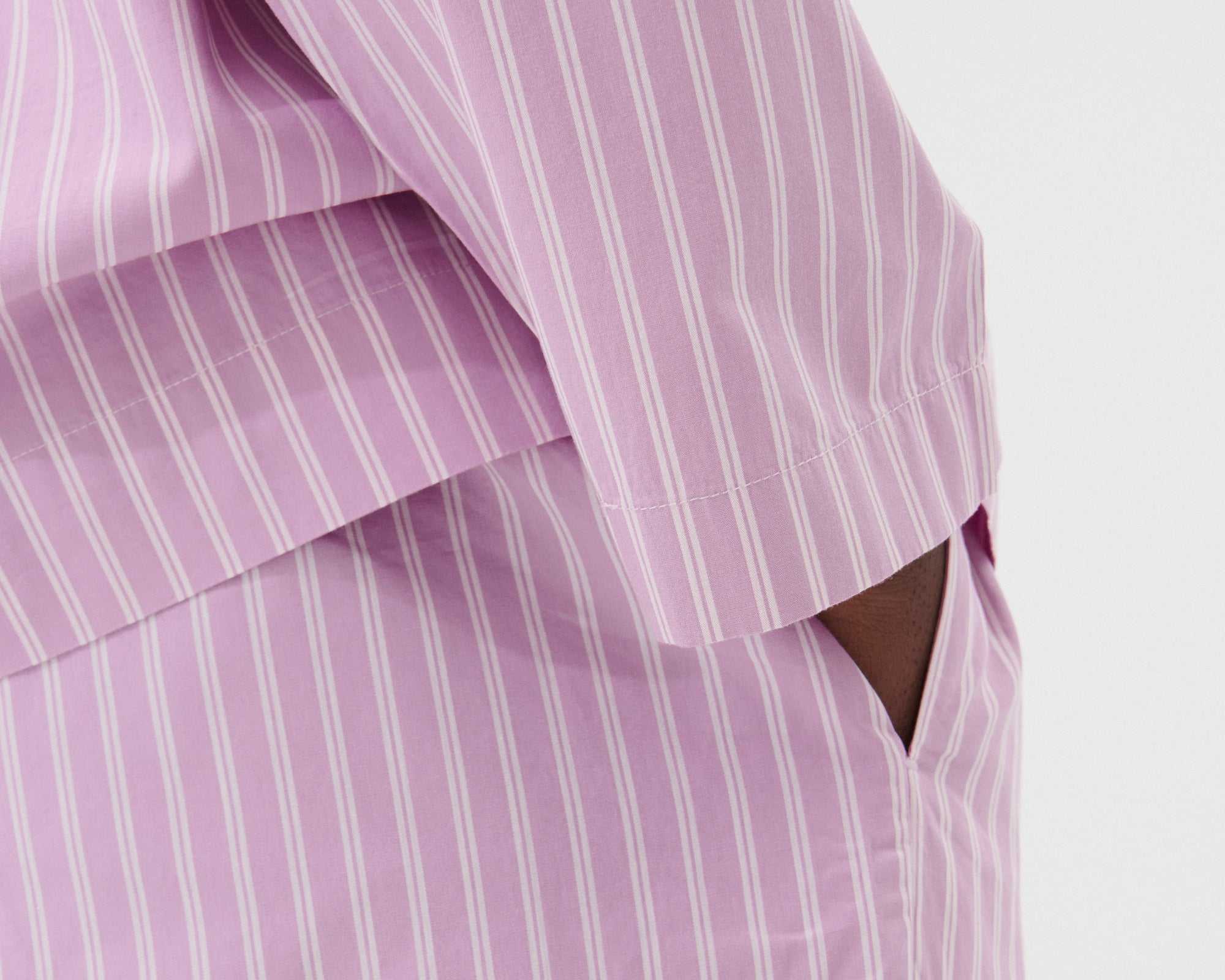 Tekla Poplin Long Sleeve Shirt - Purple Pink Stripes