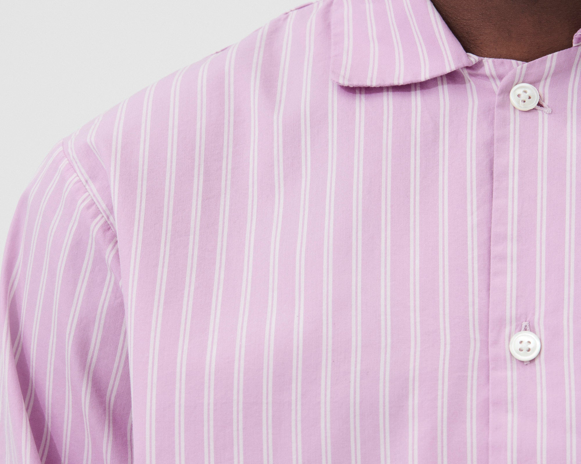 Tekla Poplin Short Sleeve Shirt - Purple Pink Stripes