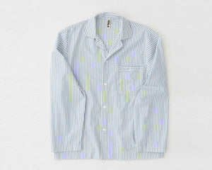 Tekla Poplin Long Sleeve Shirt - Placid Blue Stripes